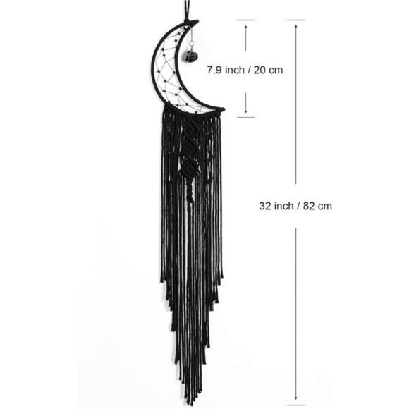 Dream Catcher Black Boho Decor with Crystal Stone Moon DreamCatchers for Bedroom - Picture 3 of 7